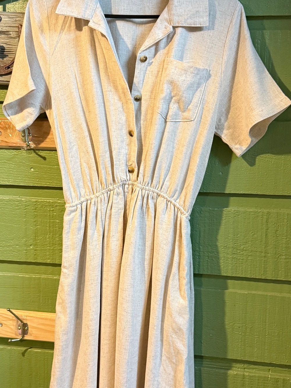 Les Amis Women Lightweight Cream Button-Front Dress